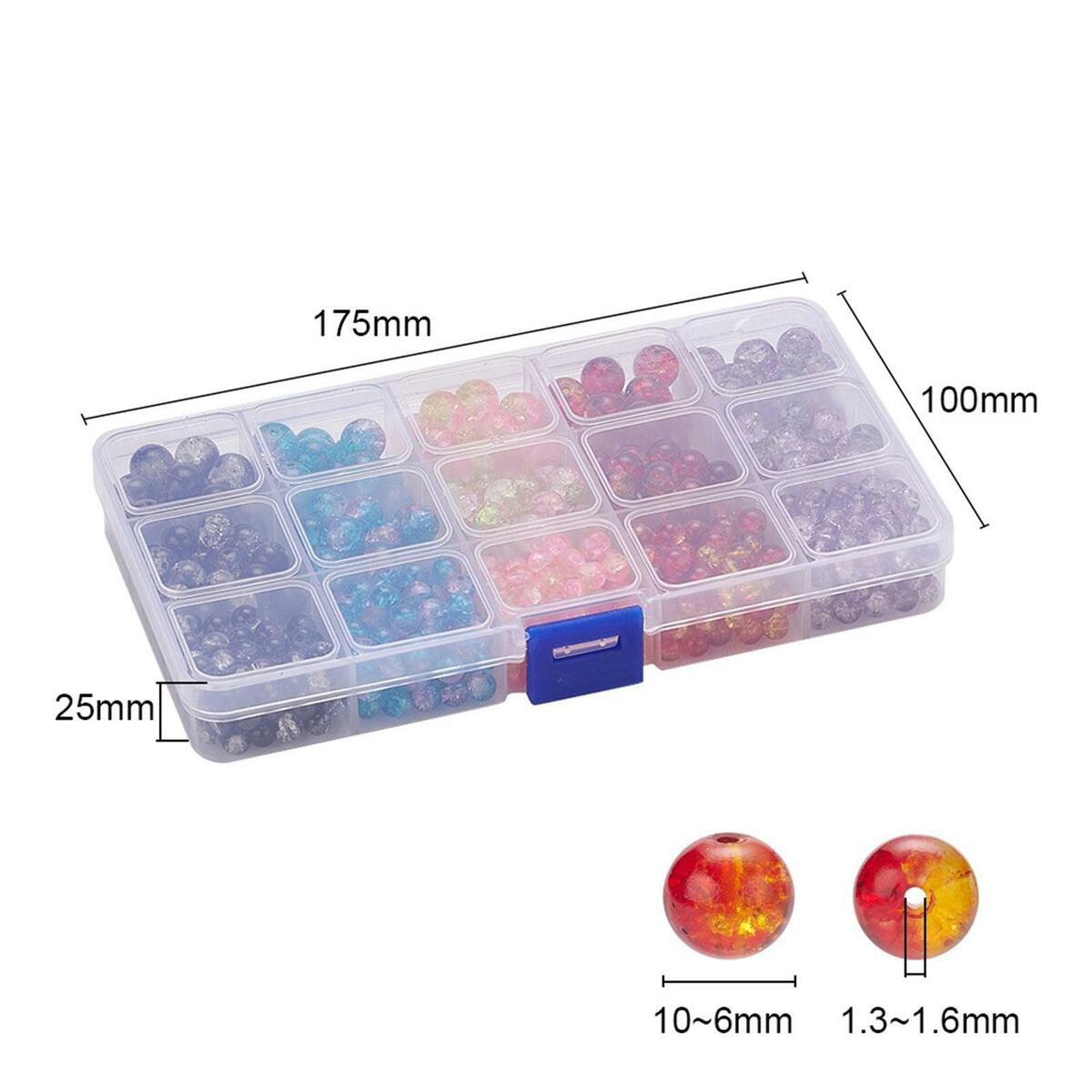 585Pcs Crackle Lampwork   350x 6mm 155x 8mm 80x 10mm Round DIY