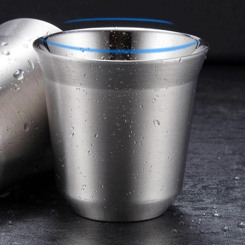 Double Wall Stainless Steel Coffee Cup 86ml Mini Wine Mug Espresso Cups