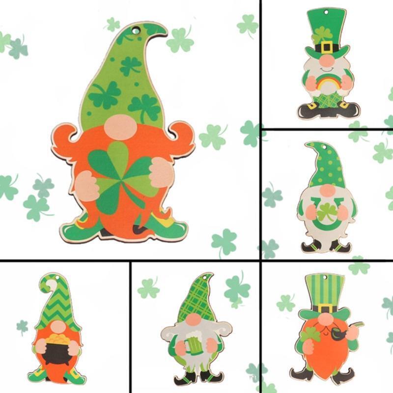 Saint Patrick's Day Wooden Ornament Gnome Pendant Leprechaun Decoration Pendant