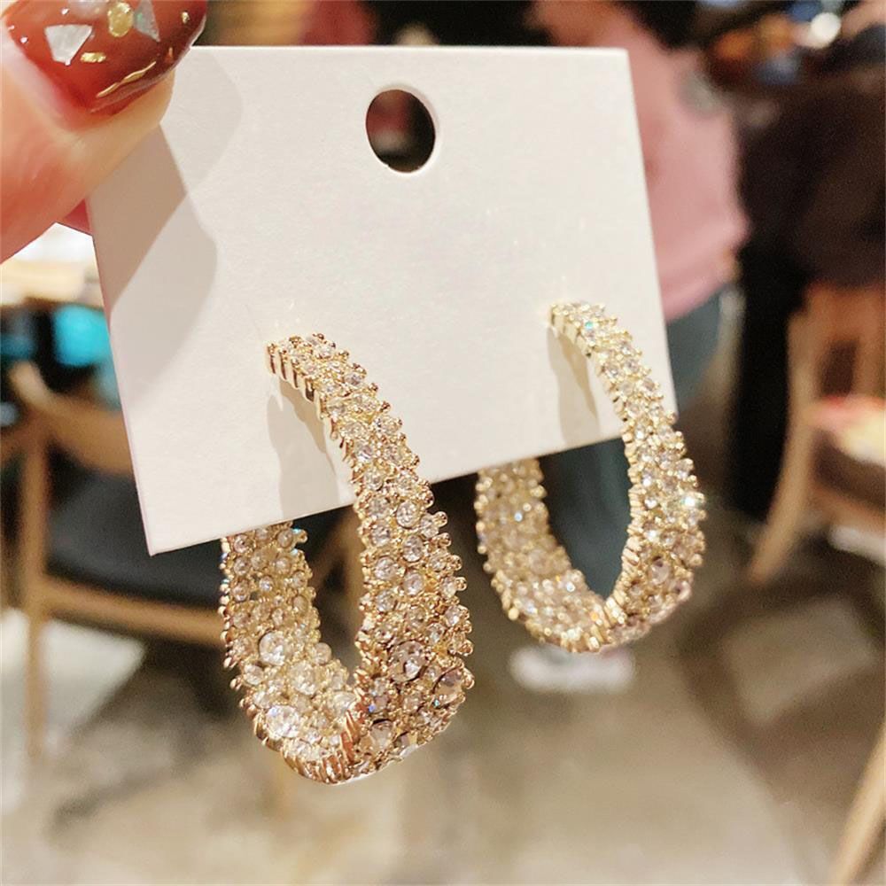 Jewelry Shinning Luxury Earrings Full Crystal Hoop Earrings Hoop Dangle Stud