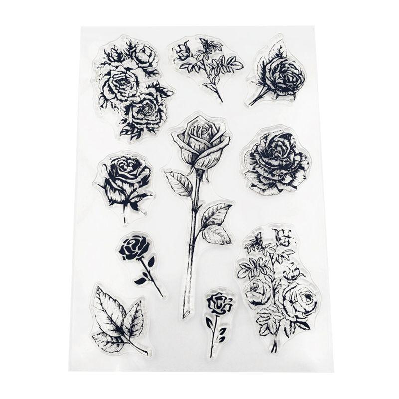 Rose Flower Silicone Clear Stamp Flowers Shape Stamps Greeting  Invitation Card