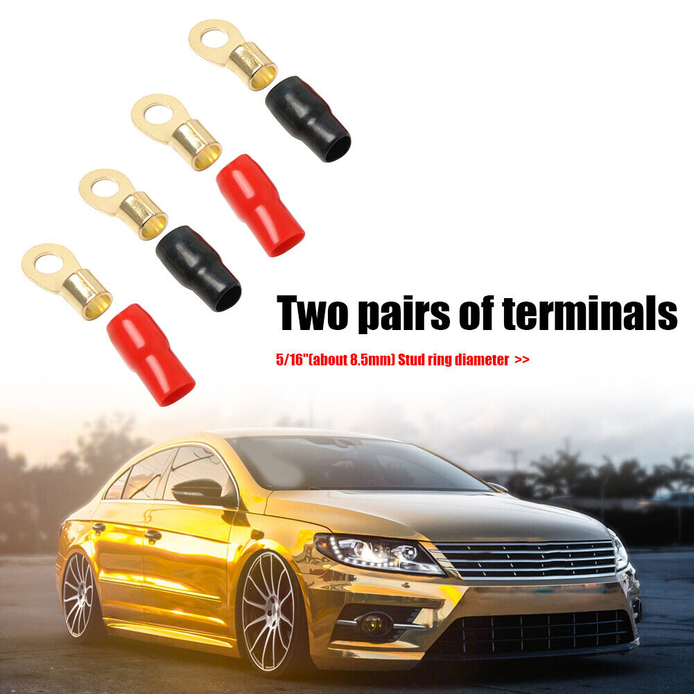 2 Pairs Car 4GA Speaker Electrical Wire Connectors Set Spade Crimp Terminal