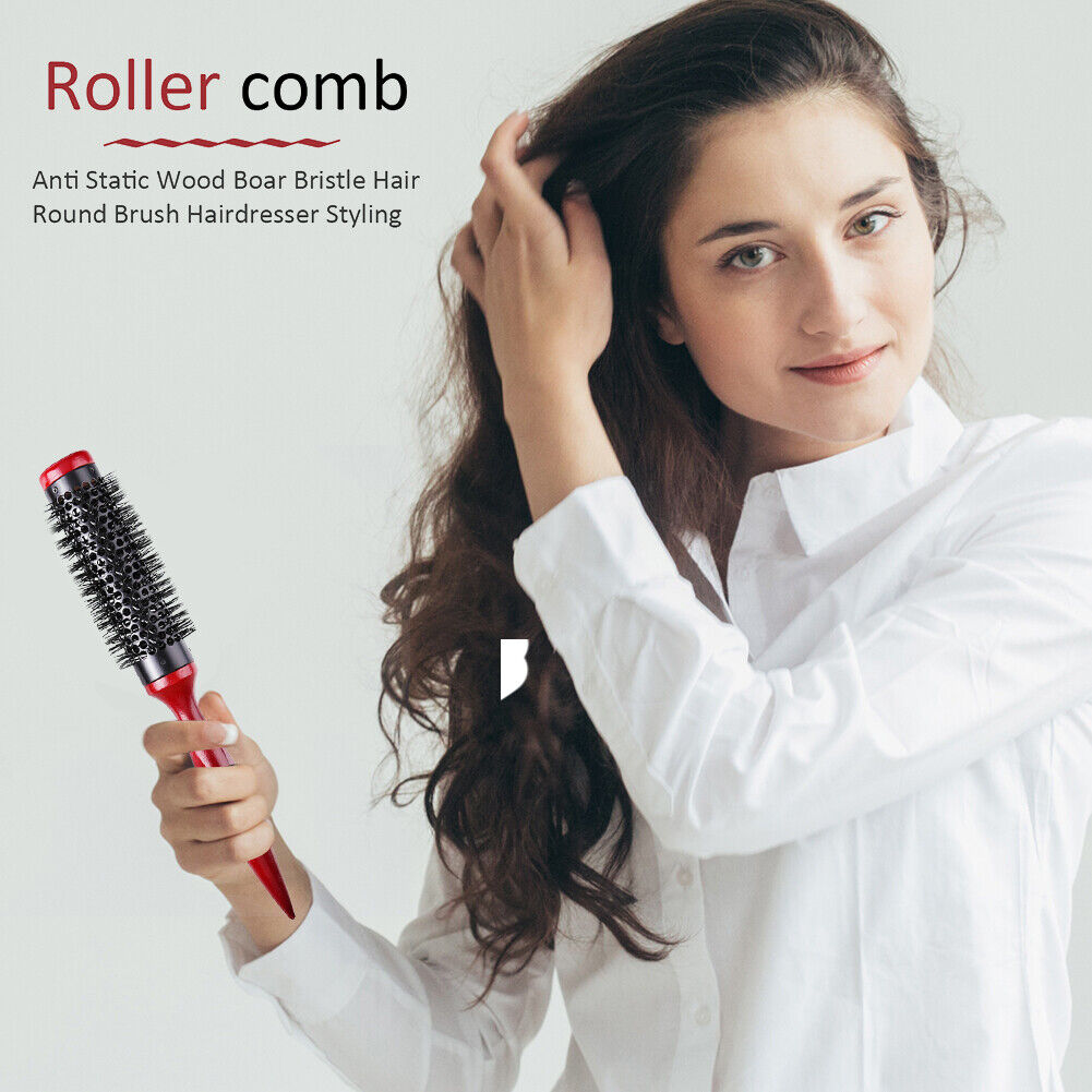 Anti Static Curly Hair Comb Boar Bristle Rolling Round Hair Styling (30mm)