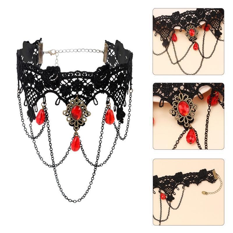 Goth Chain Lace Choker Necklace Steampunk Punk Collar Gothic Choker Jewelry