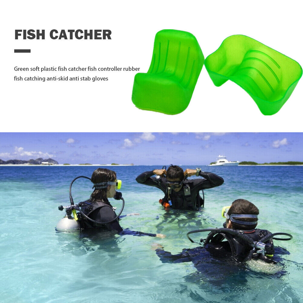 Plastic Anti-Slip Fishing Catch Gloves Hand Protection Fishing Gloves Green