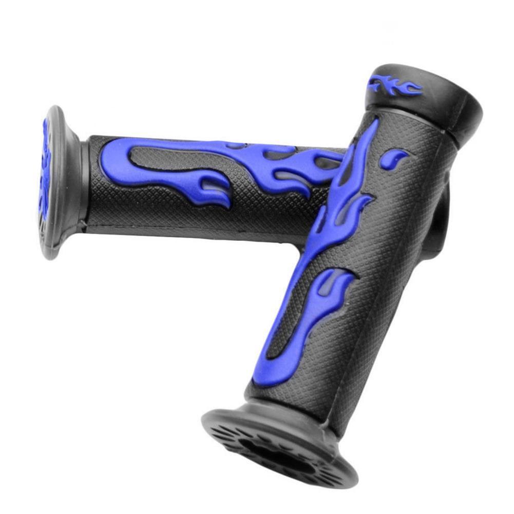2pcs Blue Flame Soft TPR Universal Motorcycle Bicycle Handlebar Hand Grips