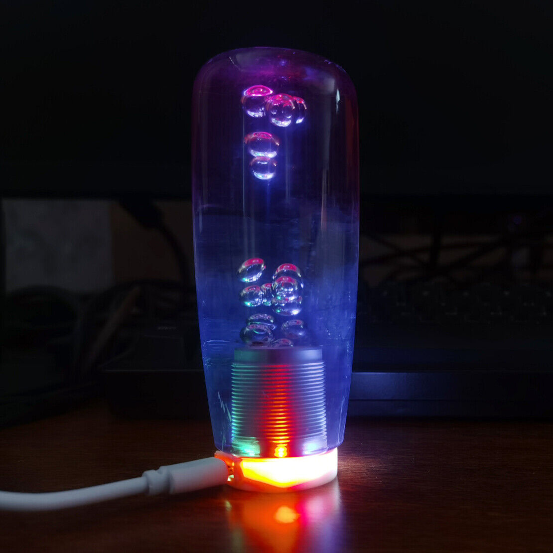 1x LED Light RGB Crystal Manual Gear Shift Shifter Knob Stick Lever Bubble 10cm