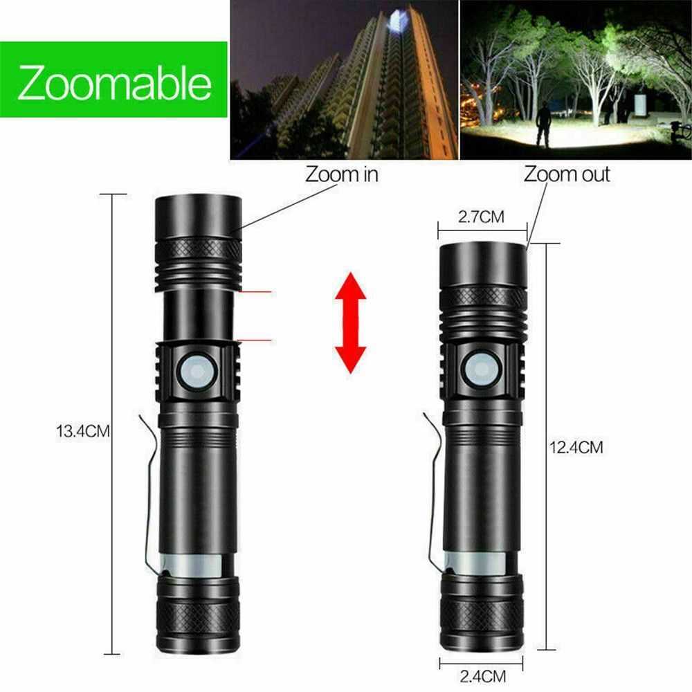lamp beads USB Super Bright Rechargeable Battery LED Flashlight Torch  Zoomable