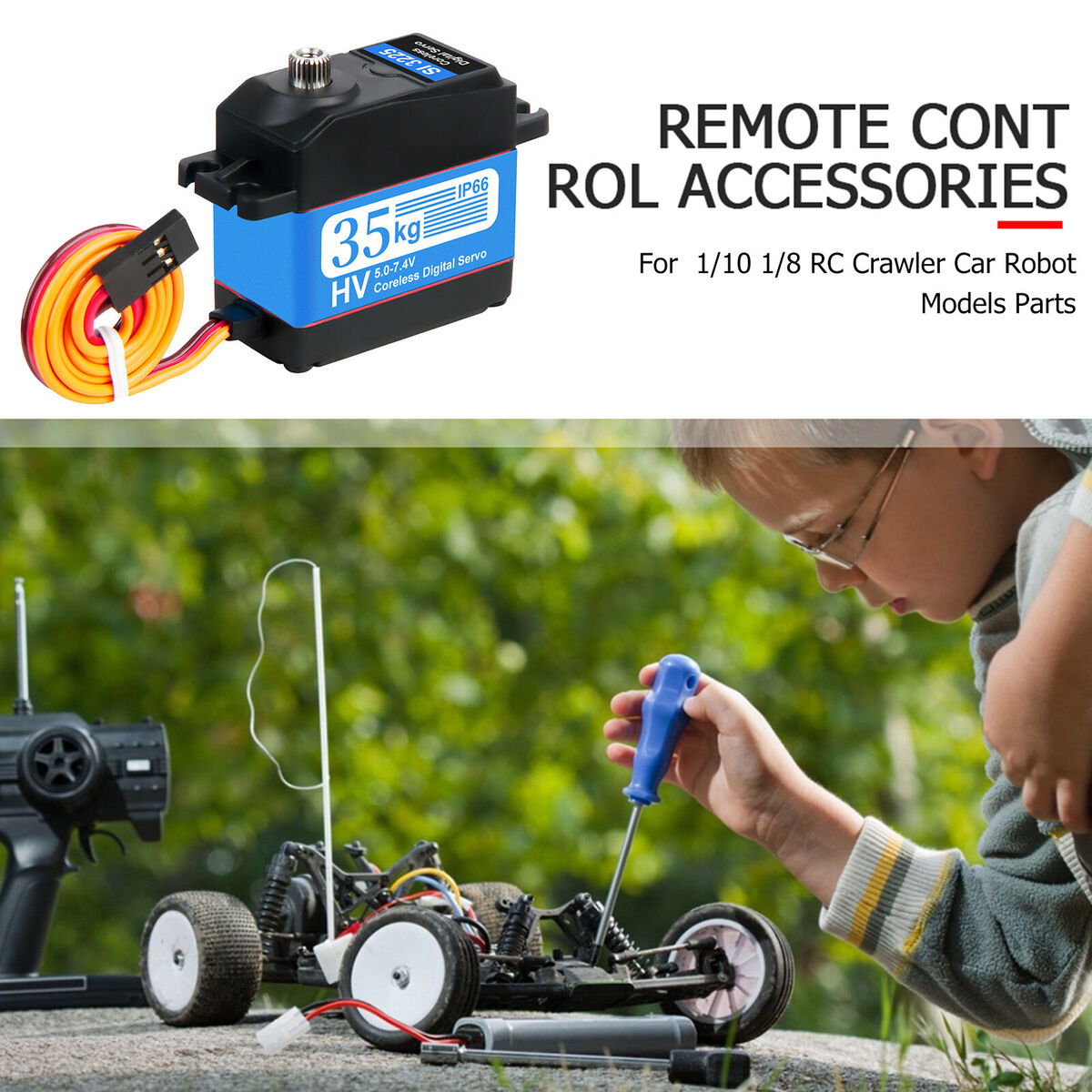 180 Degree Waterproof 35kg Digital Servo Kits for 1/10 1/8 RC Car Plane (A)