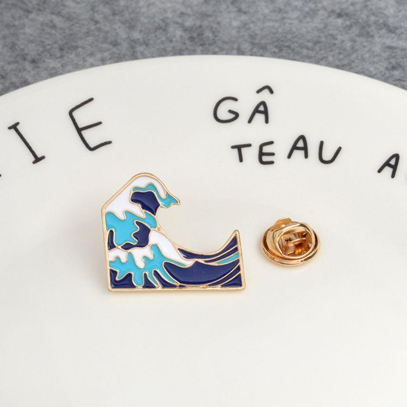 Blue waves Enamel Brooch Pin  Cartoon Metal Brooch for Coat Jacket Bag Pin for