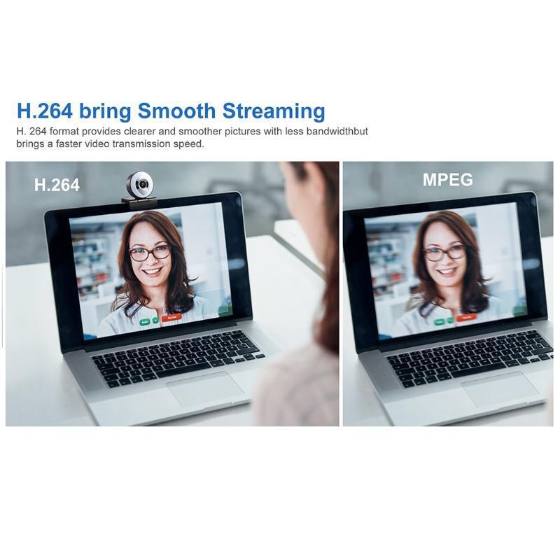 1080P Webcam Built in Adjustable Ring Light and Mic Advanced Autofocu Web Camera