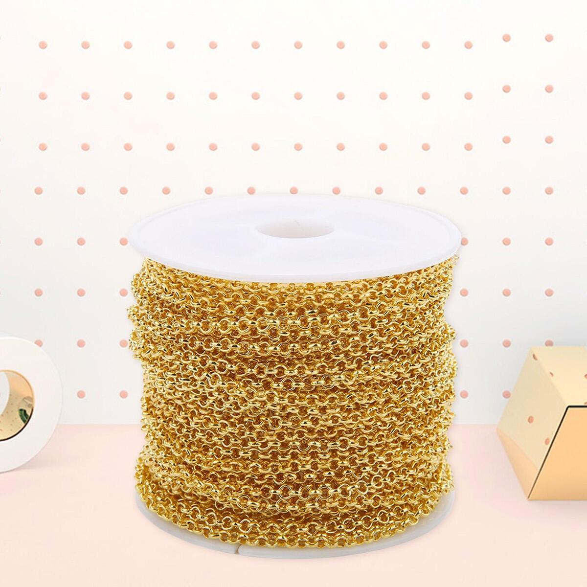 2x 10m/ Round Links Chain Necklace Bracelet Pendant Jewelry Making
