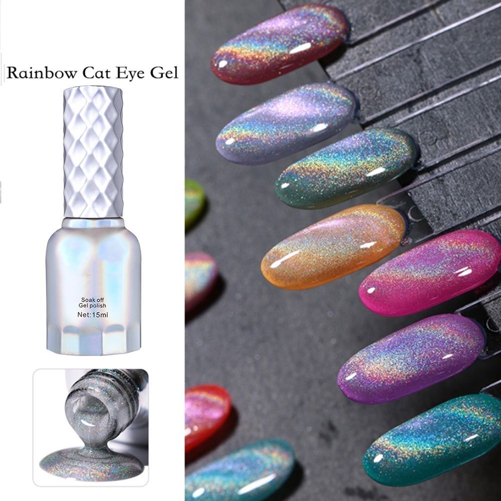 Colorful Reflective Glitter Holographic Glitter 15ml Rainbow Cat Eye Nail Gel