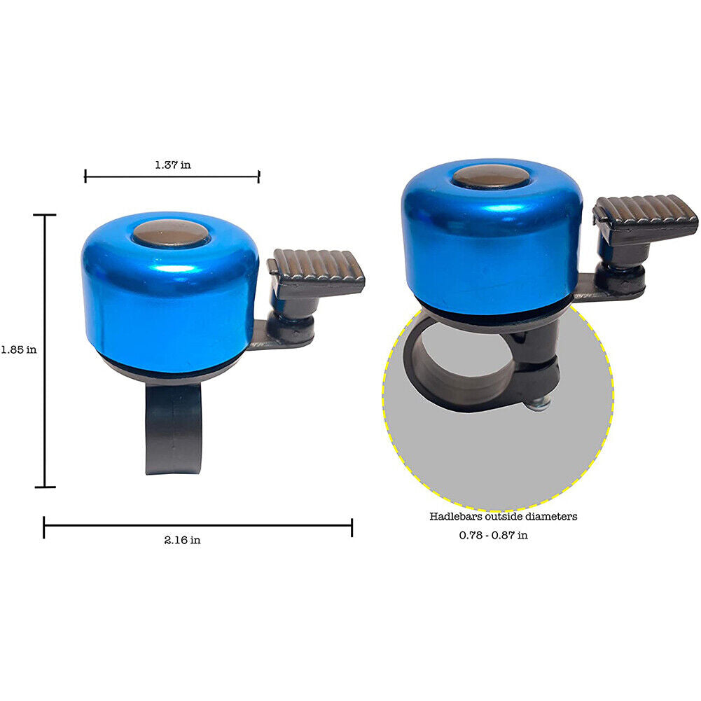 2x Metal Bike Bells Safety Cycling Handlebar Sound Alarm Horn Ring (Blue)