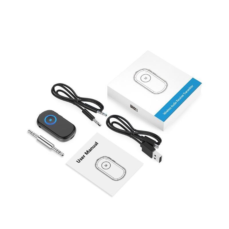 Bluetooth-compatible Transmitter Receiver 2in 1 Portable Car Adapter 3.5mm AUX