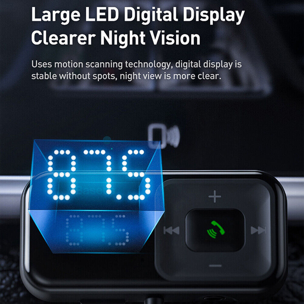 Baseus T Typed S-16 FM Transmitter Bluetooth-compatible Handsfree Car Kit M