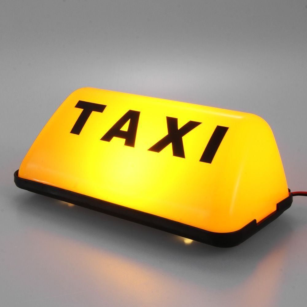 Yellow Base Adhesive Universal Taxi Sign Car Sign Lamp Cab Roof Top Topper 12V