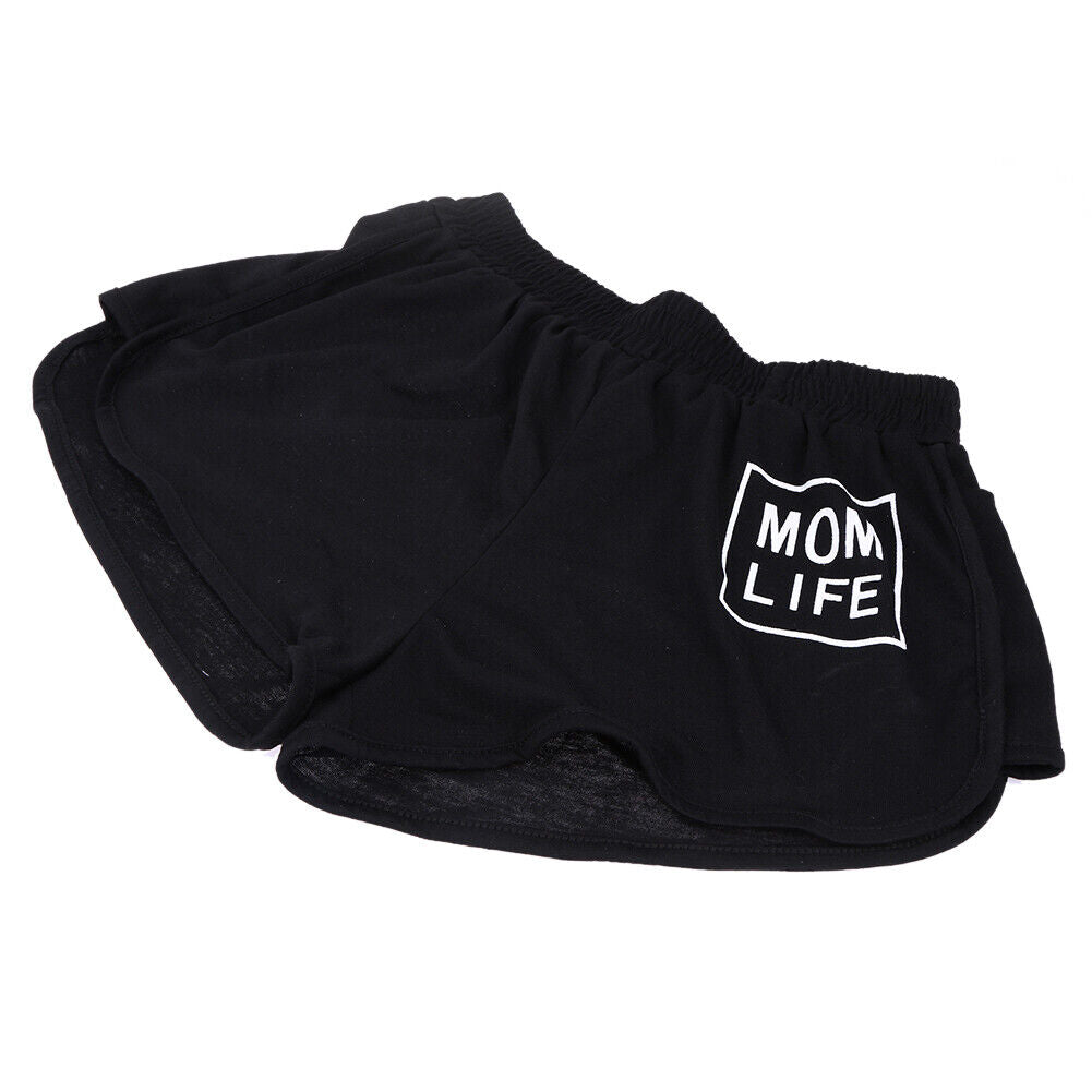 Women Sports Suit Letter Print Black Tops Short Pants Tracksuits (XL)