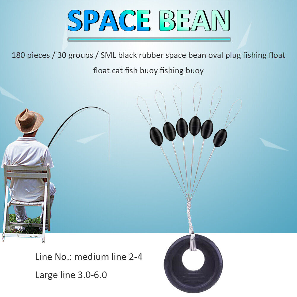30 Group 180pcs Rubber Space Beans for Sea Carp Fishing Float (Olive M)