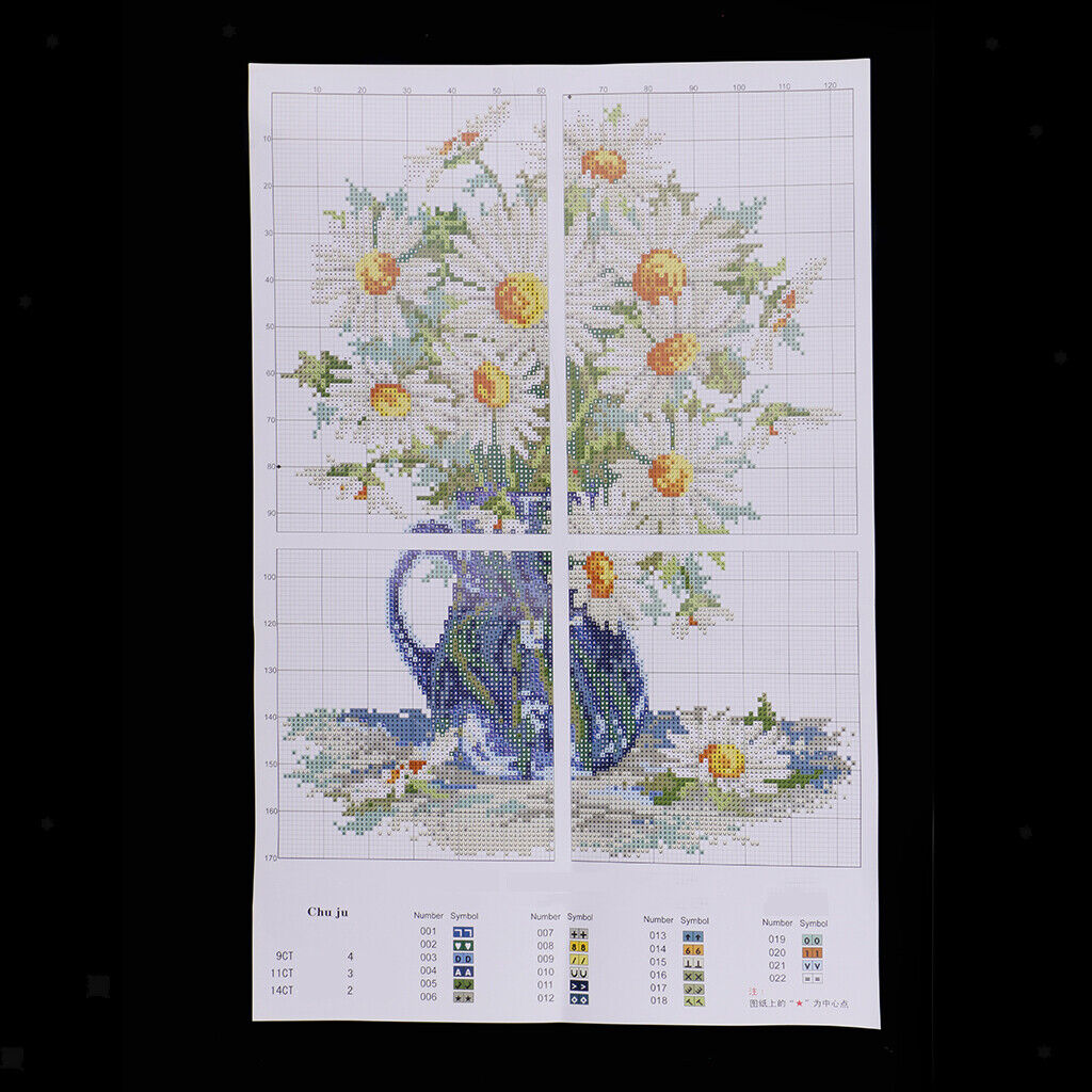 Daisy Flowers Stamped  Kits Pre- Pattern Embroidery Kit