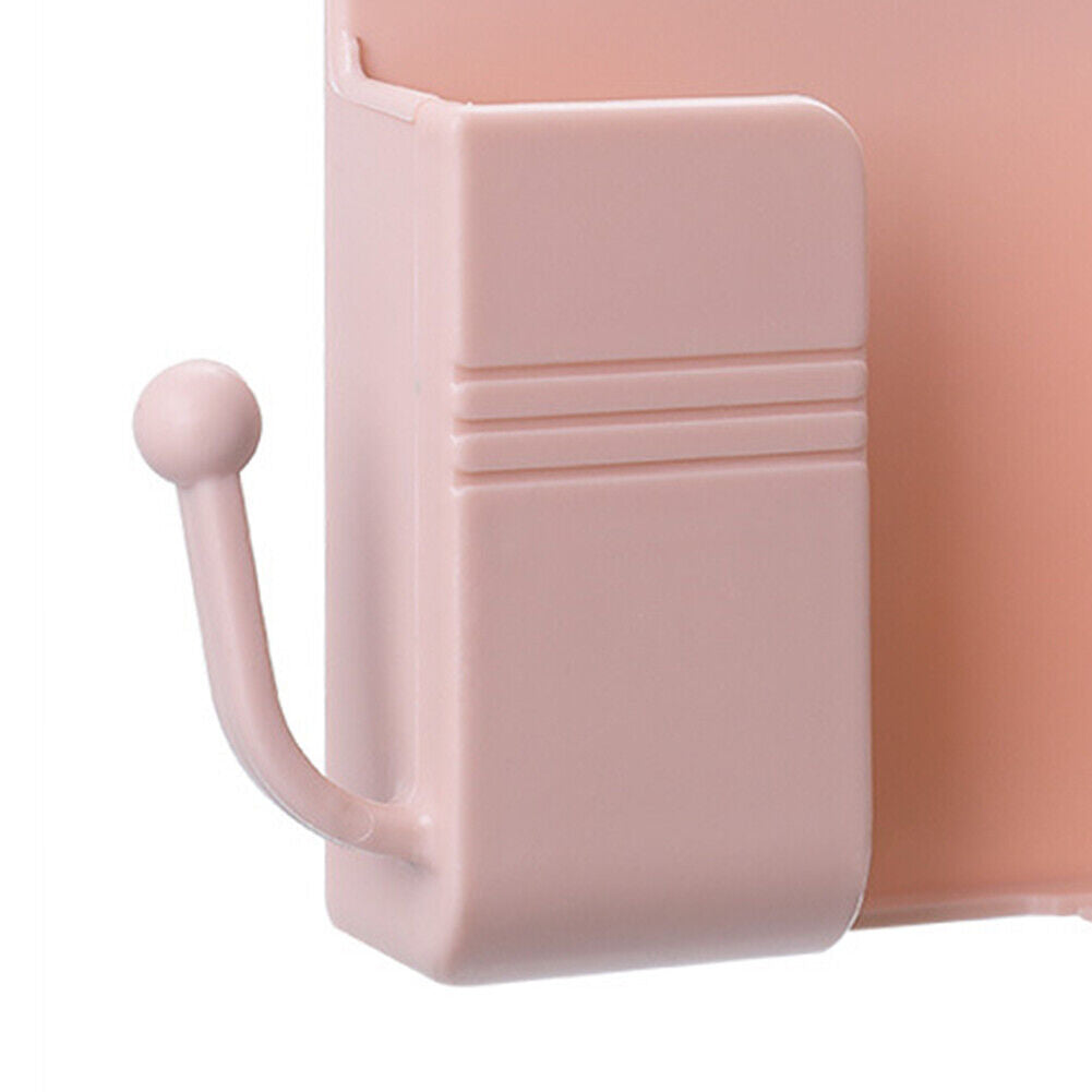 Adhesive Remote Control Mobile Phone Charging Plug Organizer Rack (Pink)