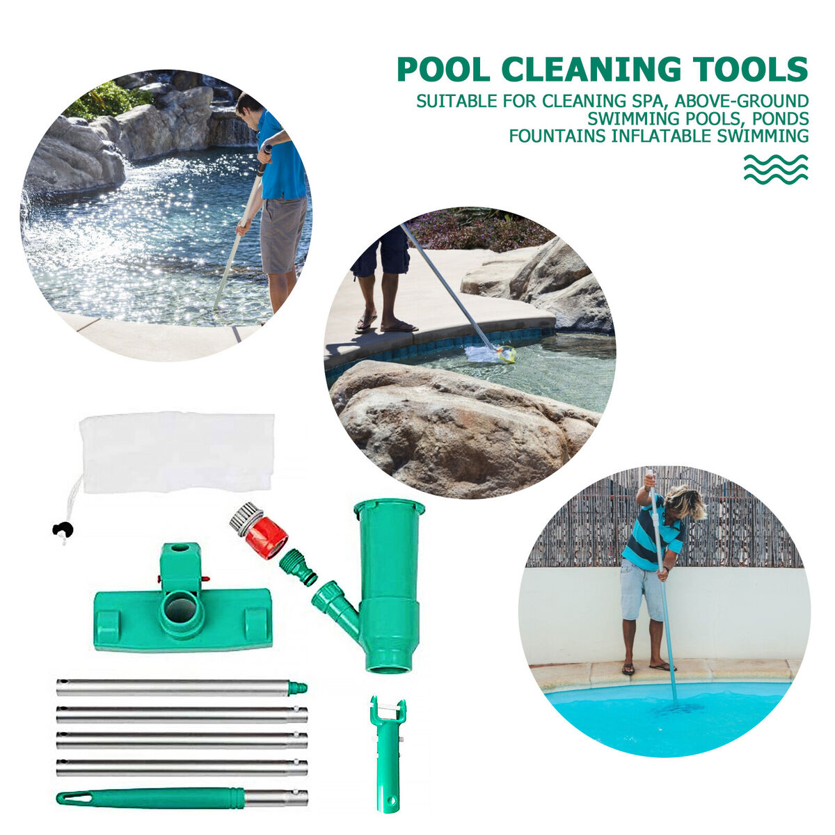 Pool Vacuum Jet Cleaner 4 Section Pole Portable for Above Ground Pond