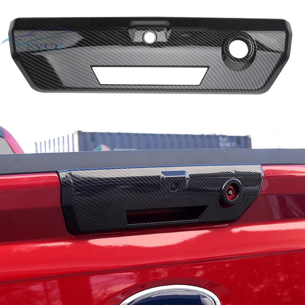 Glossy Carbon Fiber Look Rear Tailgate Door Handle Cover Trim For Ford F150 2021