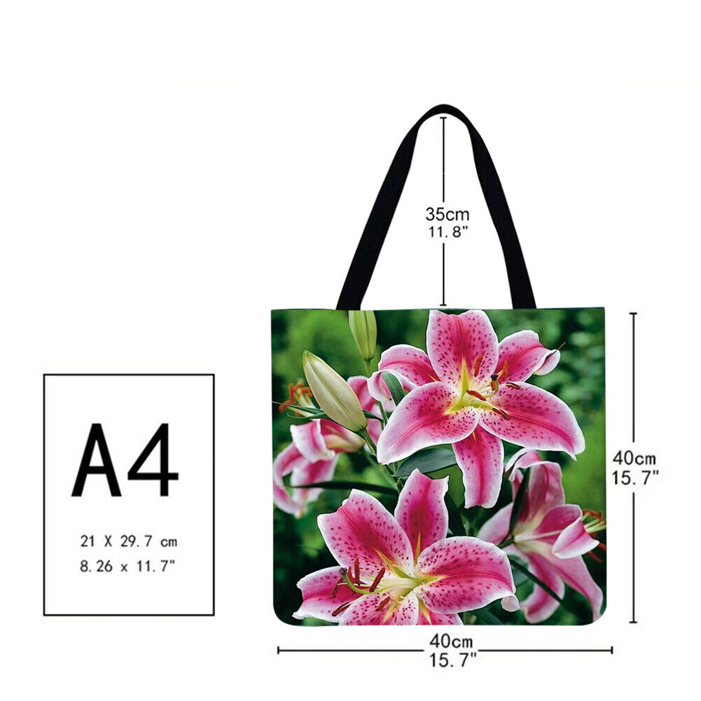 Flowers Printed Shoulder Shopping Bag Casual Large Tote Handbag (40*40cm)