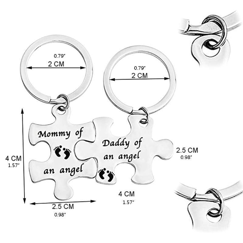 Memorial Keychain Mommy Daddy of an Angel Puzzle Keyring Miscarriage Keepsake