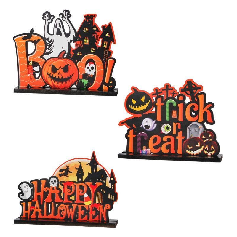 Interior Decor Happy Halloween Wooden Centerpiece Signs Witch Gifts for Boy Room