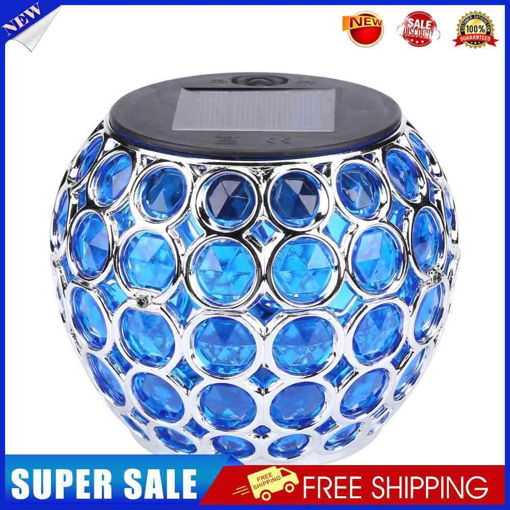Solar LED Hollow Hanging Ball Light Outdoor Waterproof Garden Lamp (Blue)