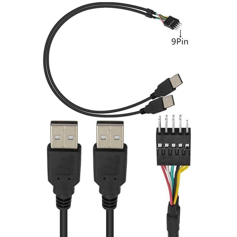 2x USB 2.0 Type A Male Head to Computer Case Motherboard 9pin Header Cable 20''
