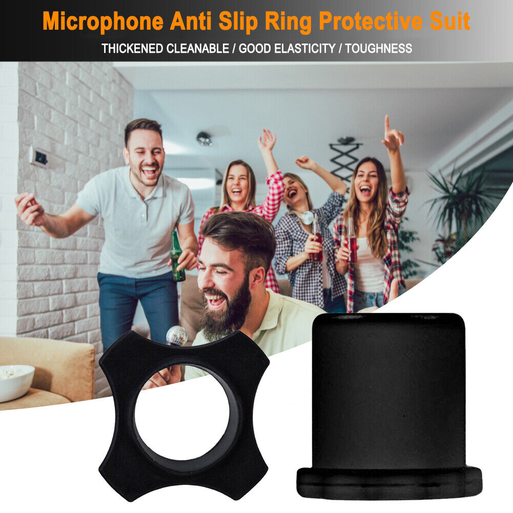 2pcs Wireless Microphone Anti-Rolling Ring Mic Bottom Sleeve Set (Black)