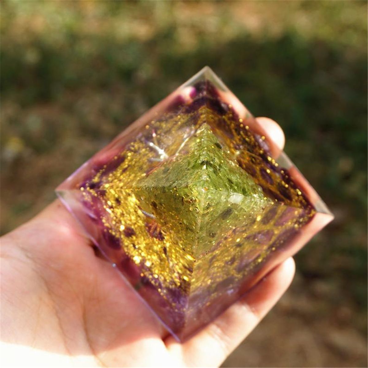 Crystal Chakra Orgone Pyramid Energy Orgone Stone Amethyst Peridot Crystal