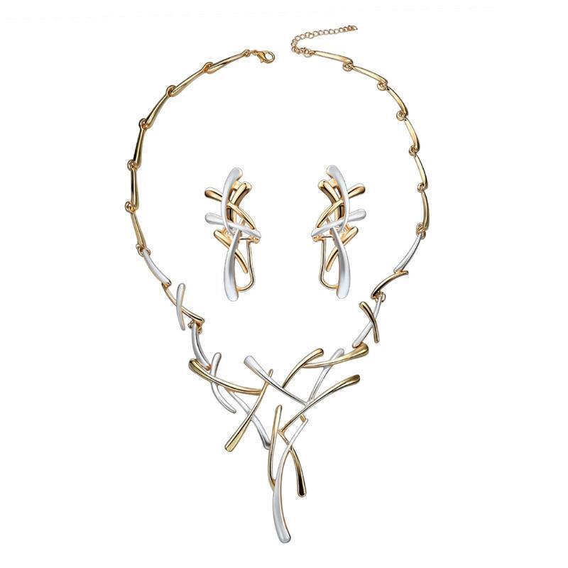 Bride Wedding Jewelry Set Fashion Ethnic Cross Pendant Necklace Earrings Studs