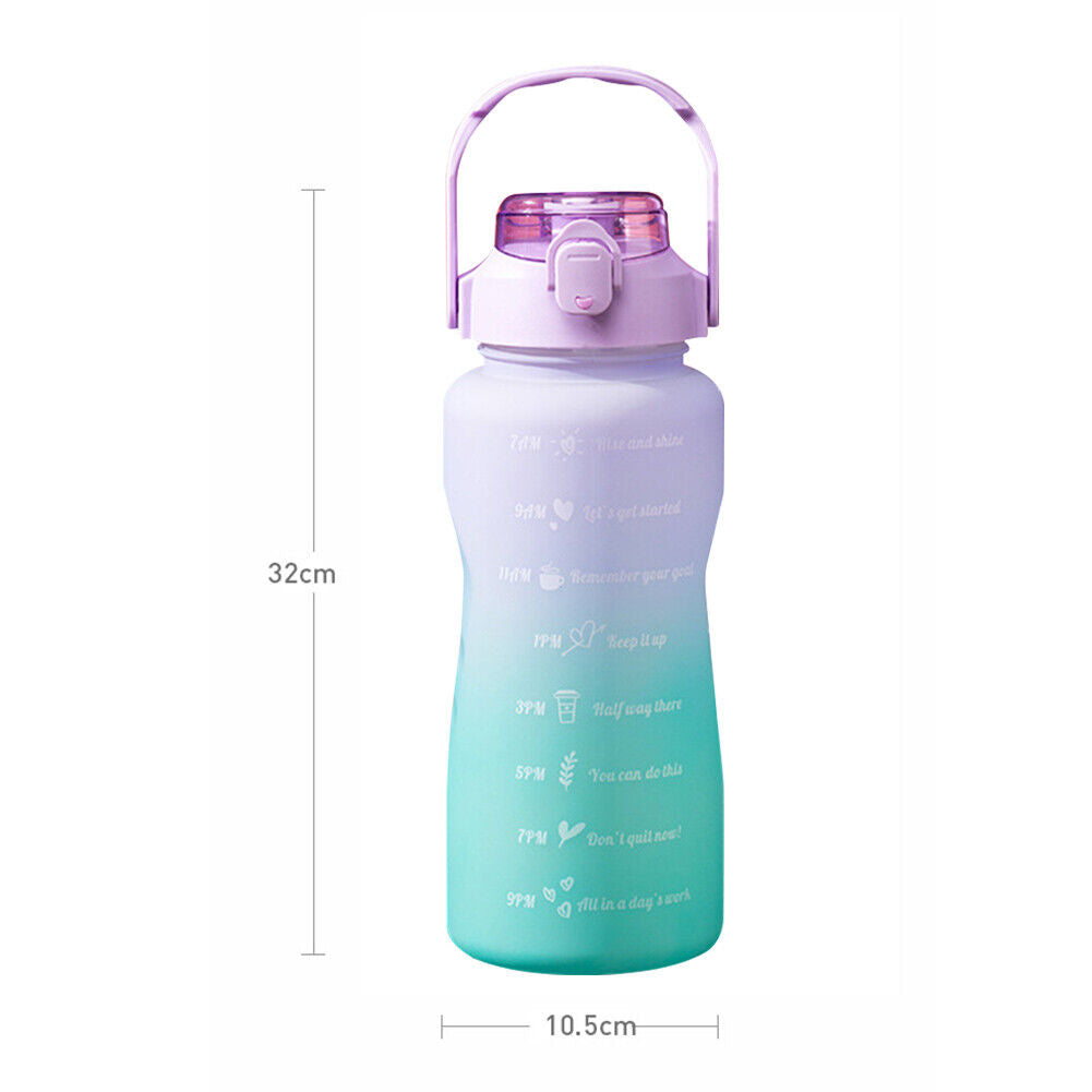 2000ML Large Capacity Water Bottle Plastic Cup with Time Scale (Purple)