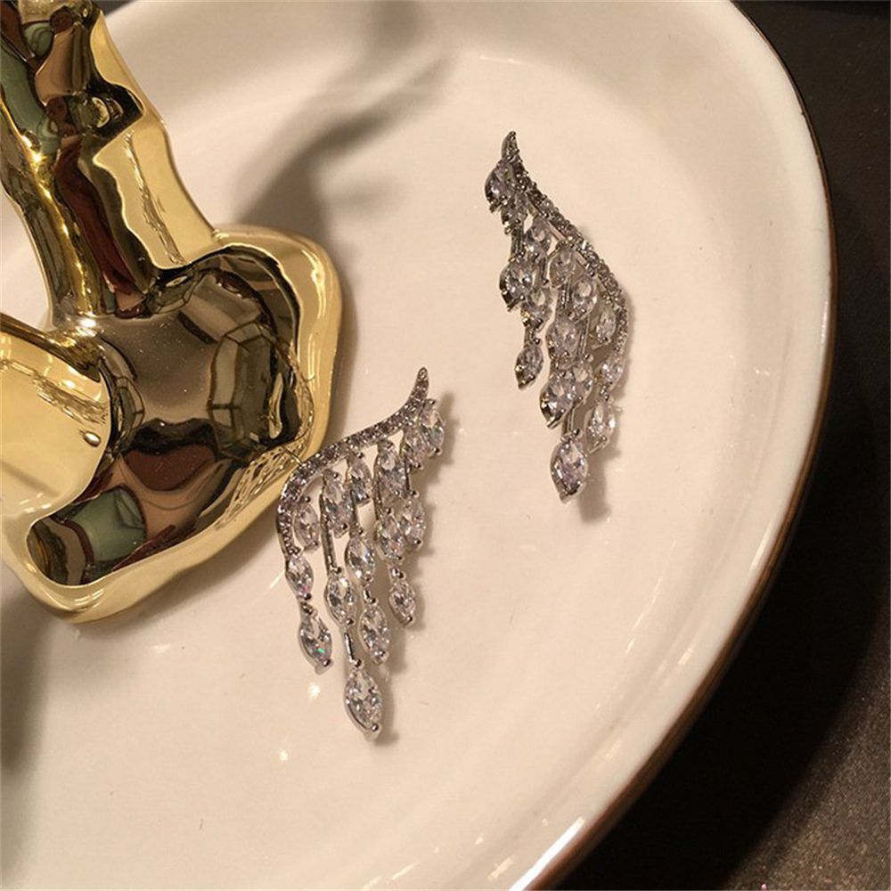 Dangle Elegant Stud Earrings Rhinestone Ear Stud Ear Clip Angel Wings Earrings