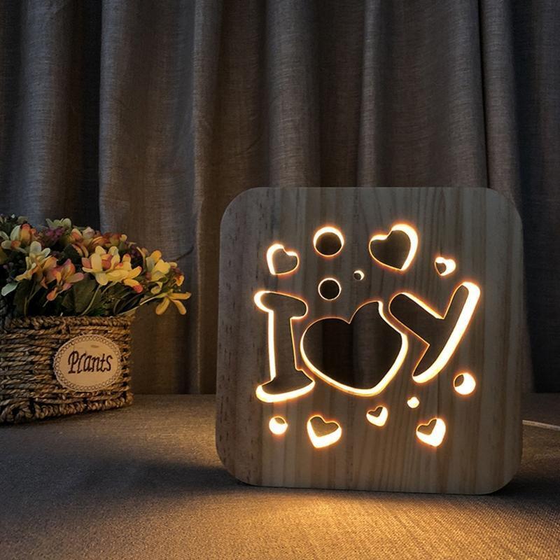 Bedside Night Light USB Lamp for Kids Room with Carved Shade for Dinning Room