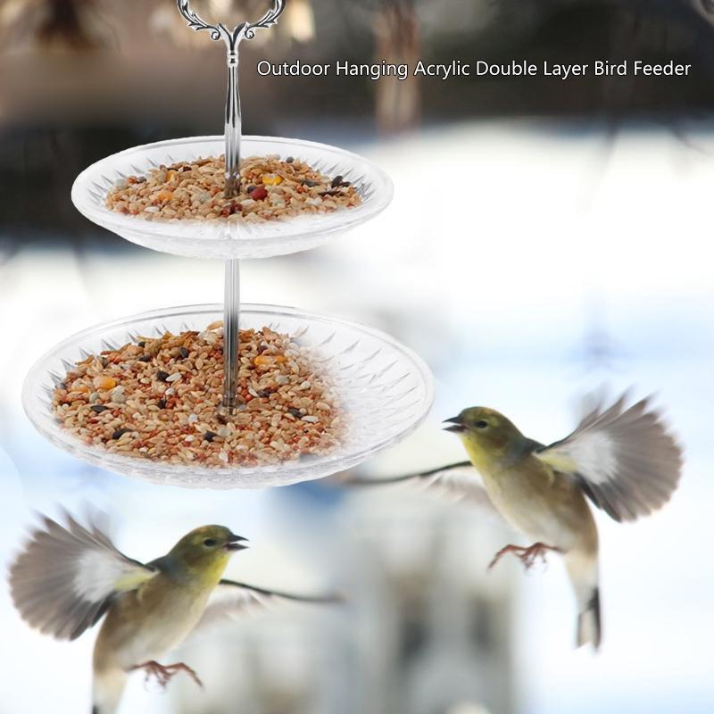 2 Tier Bird Feeders for Outside Wild Bird Seed for Feeder Hanging Tray with Hook