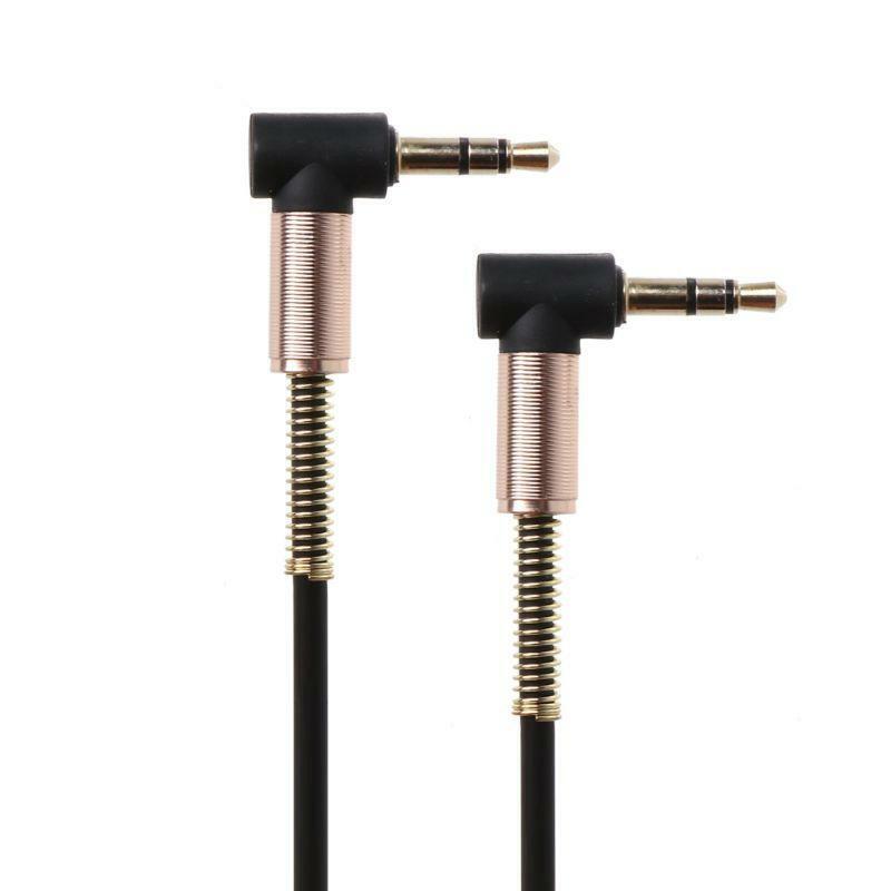24cm Dual 90 Degree Nylon 3.5 mm to 3.5mm Male Jack Audio Cable Car Aux Cord