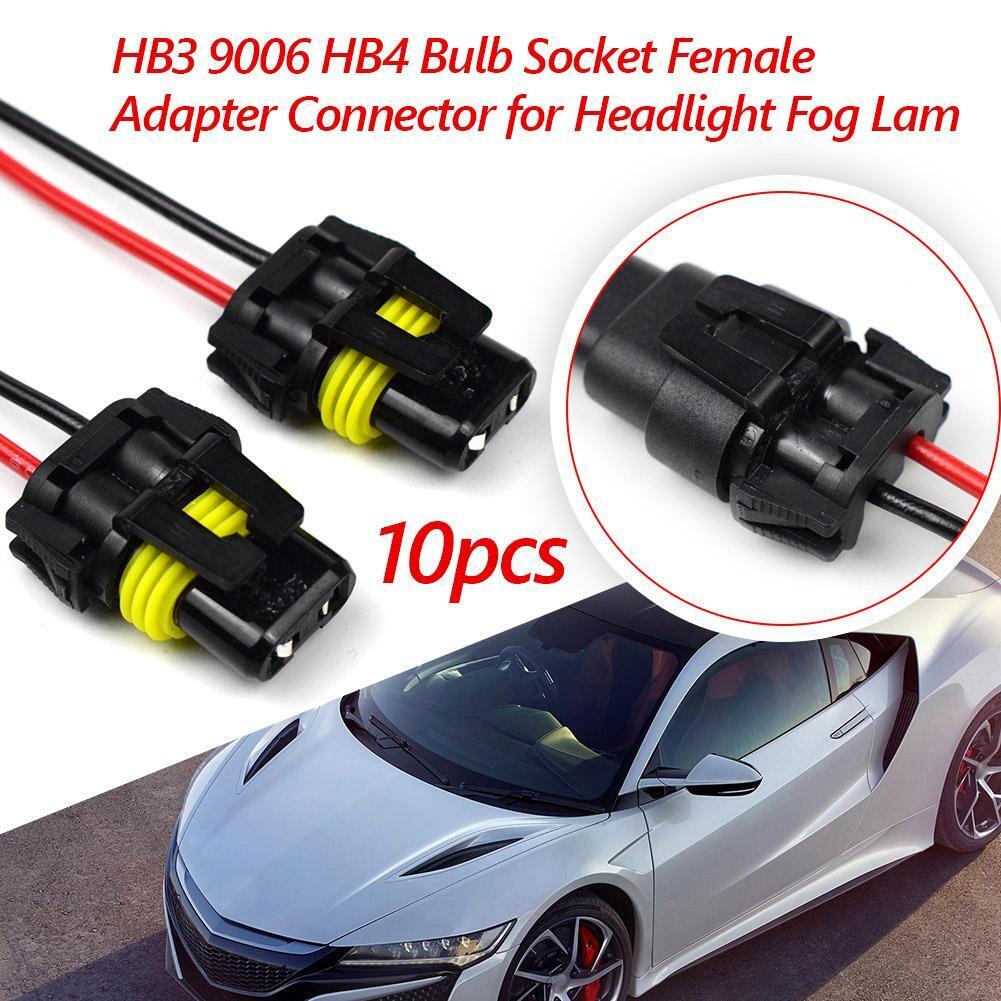 10pcs 9005 HB3 9006 HB4 Bulb Sockets Female Adapter for Headlight Fog Light