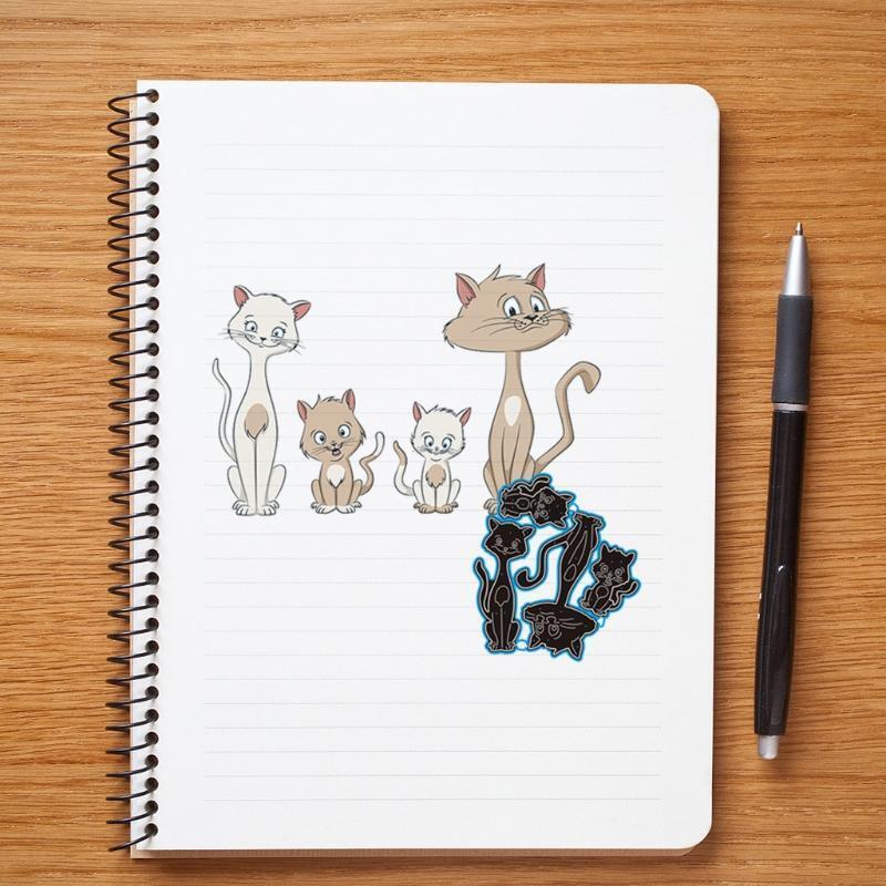 Cartoon Cat Family of Four Carbon Steel Cutting Dies DIY Scrapbooking Photo