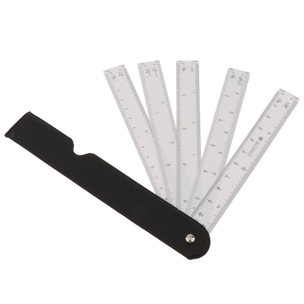 Architects Scale Ruler w/5 Blade f/Graphics Design Multi Ratio Measure Scale