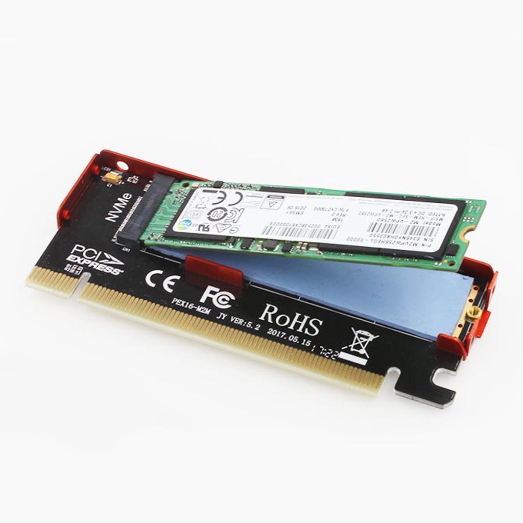 M.2  SSD to PCI-e X16 Converter Card  with Case Heatsink Red
