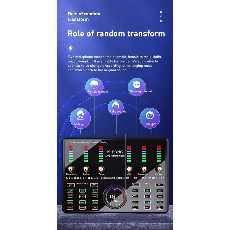 Bluetooth-compatible Connect Phone Audio Mixer Sound Card Multiple Sound Effect