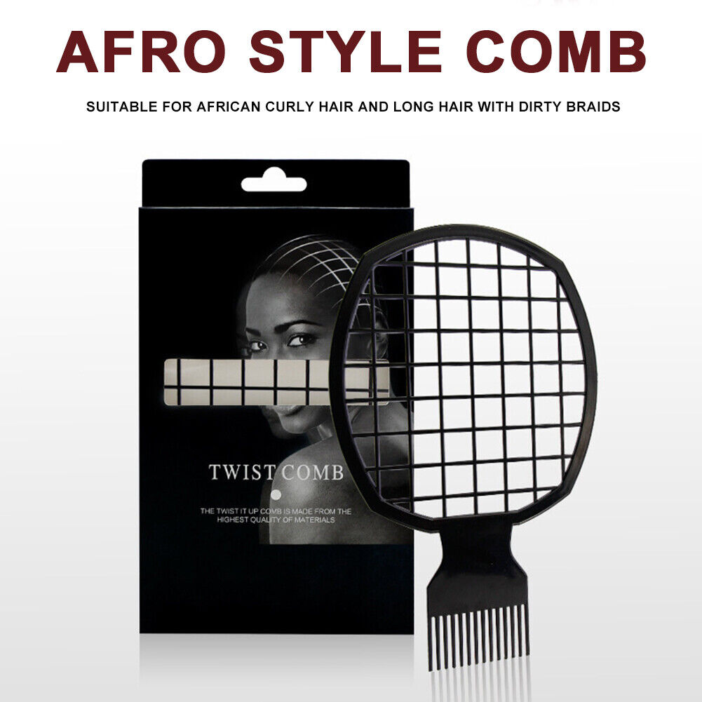 Double End Hair Twist Comb Pro Curly Afro Dirty Braid Twisted Tool (Black)