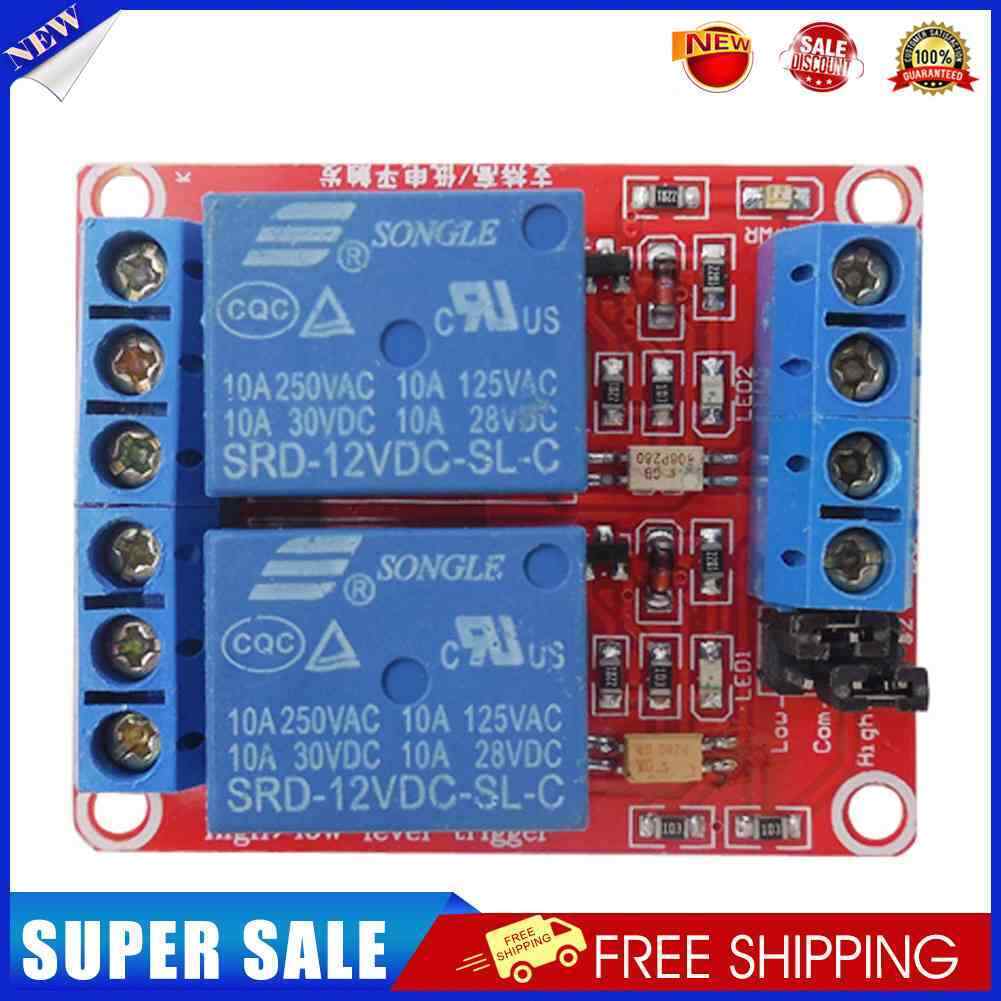 12V 2-Channel Relay Module Optocoupler H/L Level Triger for Arduino Raspber