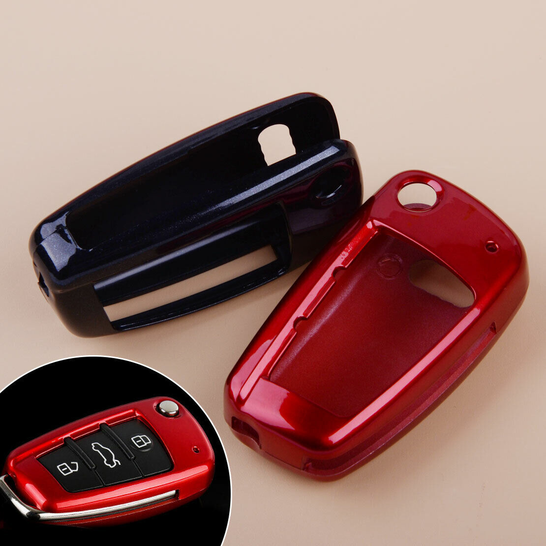 RED Car Keyless Remote Key Fob Case Shell Cover Fit for Audi A1 A3 A4 A5 A6 Li