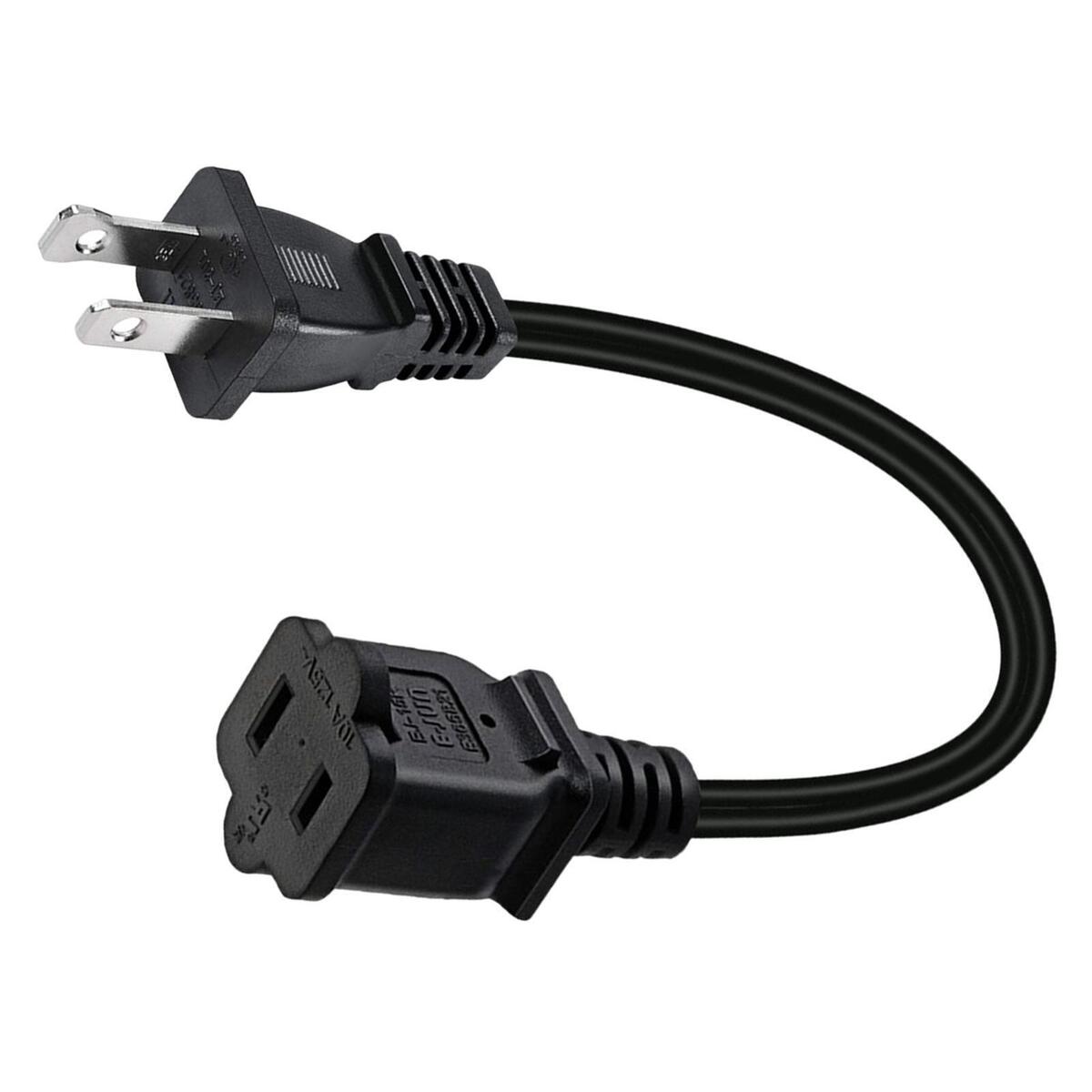 US 2 Prong Polarized Male to Female Extension Cord 2 Outlet 13A/125V 32cm