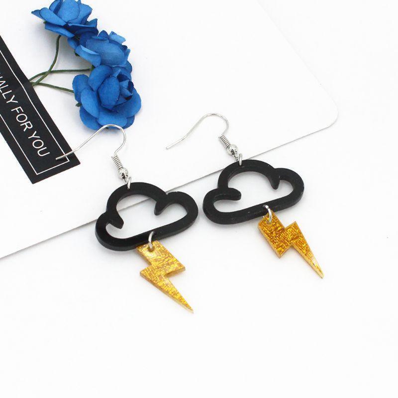 Acrylic Rainbow Cloud Colorful Lightnings Dangle Earrings Fashion Jewelry